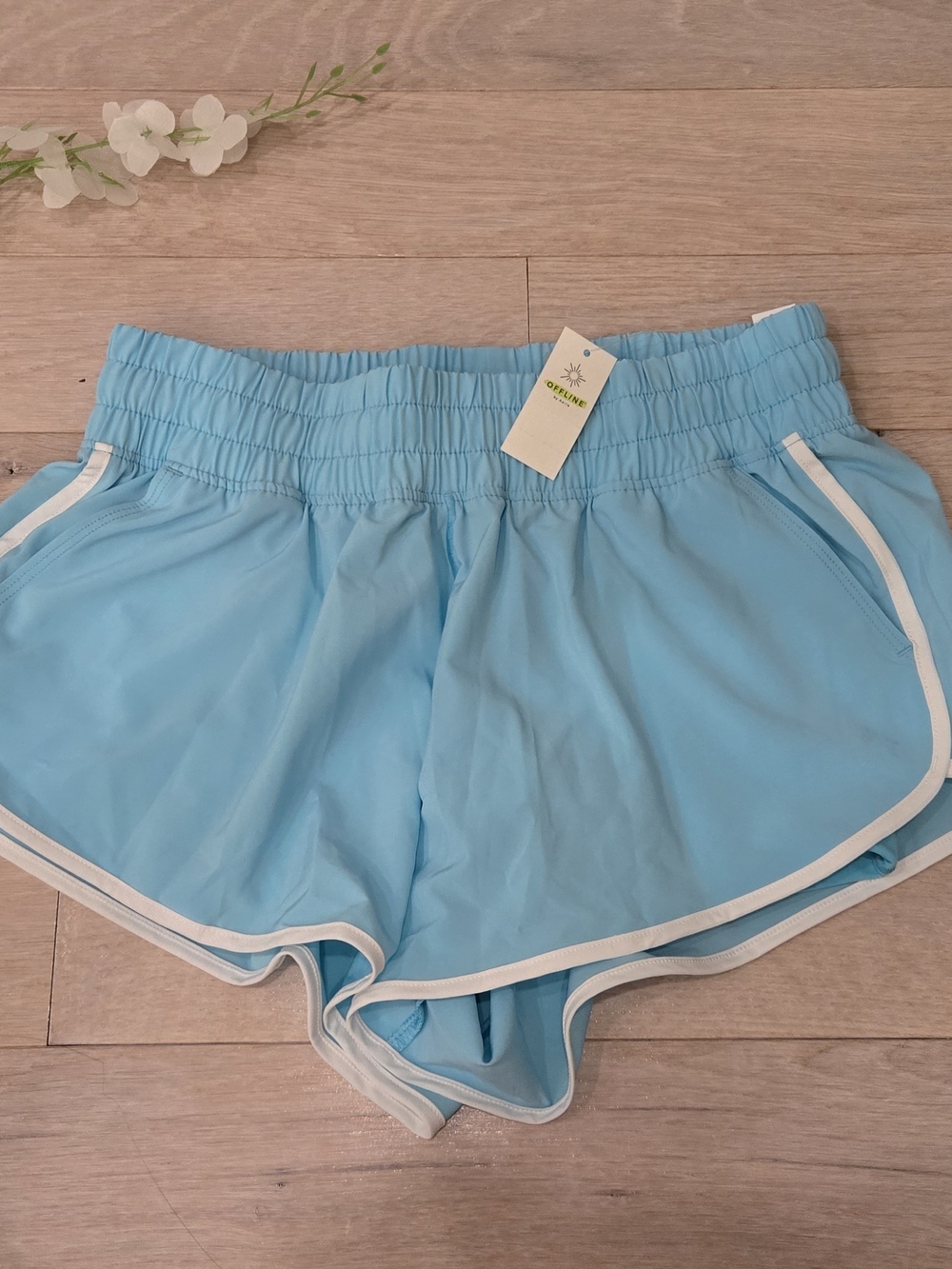 aerie Light Blue Athletic Shorts with White Trim ✨️ Make An Offer ✨️ - Picture 1 of 3